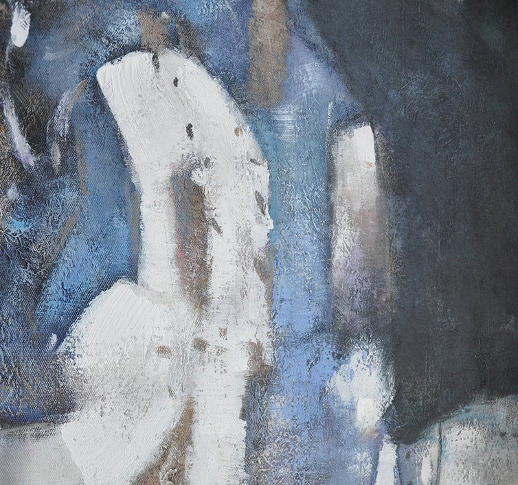 Original Painting Hand Made Large Abstract Art,Oversized Abstract Painting,Large Oil Canvas Art,White,Blue,Black,Gray.etc